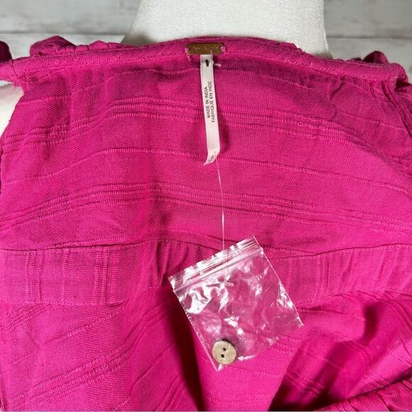 Free People The Look Of Love Tie Open Sides Cotton Top in Hot Pink Size S NEW - Picture 8 of 9